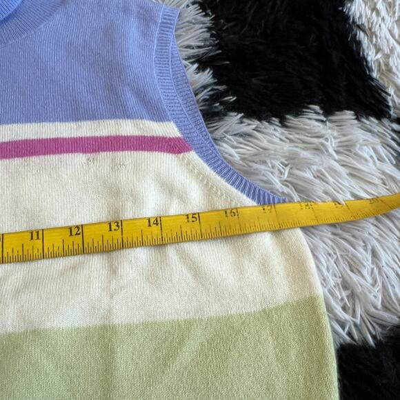 Ann Taylor 100% Cashmere Sweater Tank Top Striped Y2K 2000s 90s Retro Medium - Picture 6 of 6